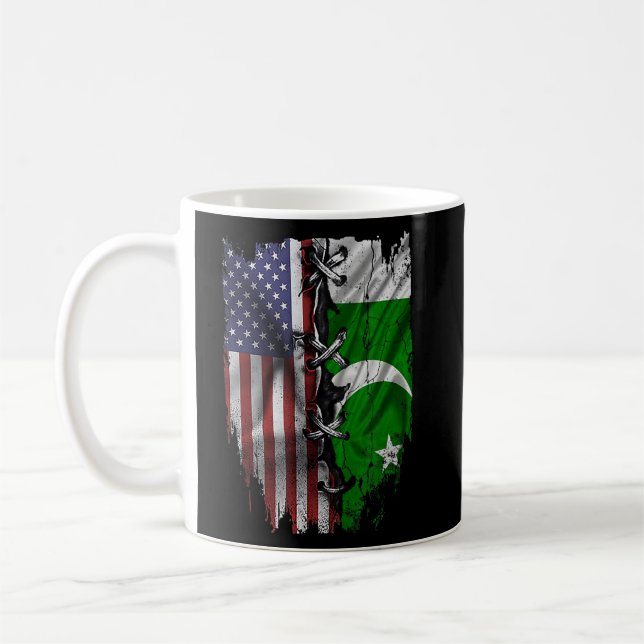 American Grown Pakistan Roots USA Pakistan Flagga Kaffemugg (Vänster)