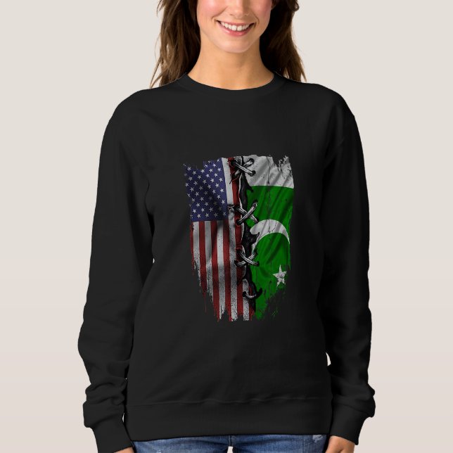 American Grown Pakistani Roots USA Pakistan Flag T Shirt (Framsida)