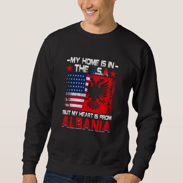 American Grown Patriot Albanian American from Alba Lång Ärmad Tröja (Framsida)