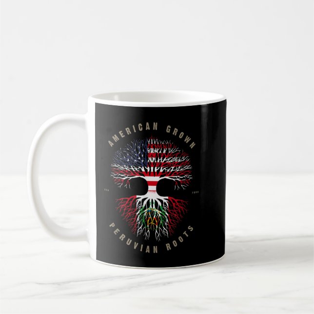 American Grown Peruvian Roots Peru Flagga Kaffemugg (Vänster)