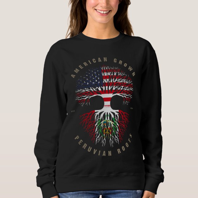 American Grown Peruvian Roots Peru Flagga T Shirt (Framsida)