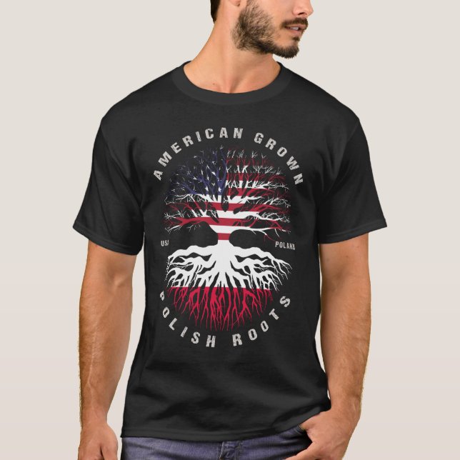 American Grown Poland Roots Poland Flagga T Shirt (Framsida)
