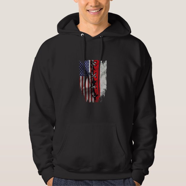 American Grown Polish Roots USA Poland Flag Hoodie (Framsida)