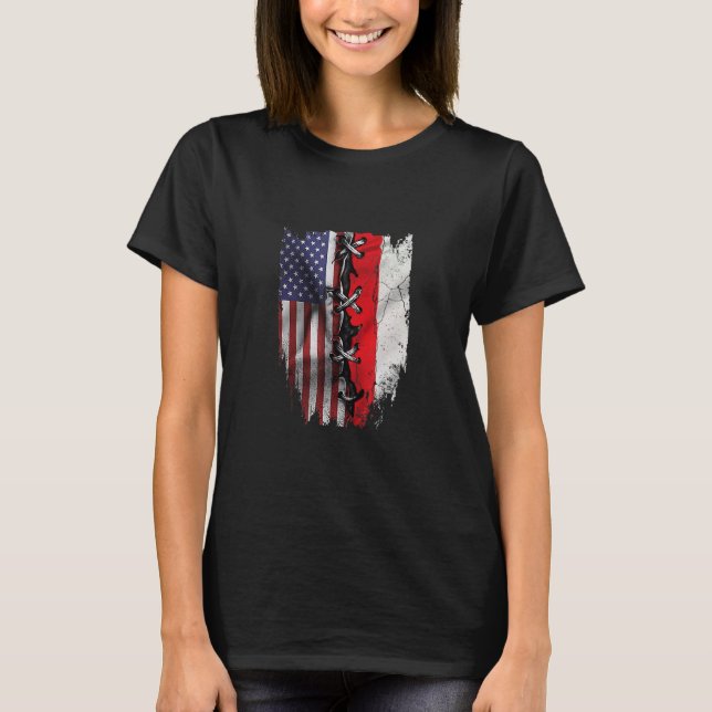 American Grown polska Roots USA Polen Flagga T Shirt (Framsida)