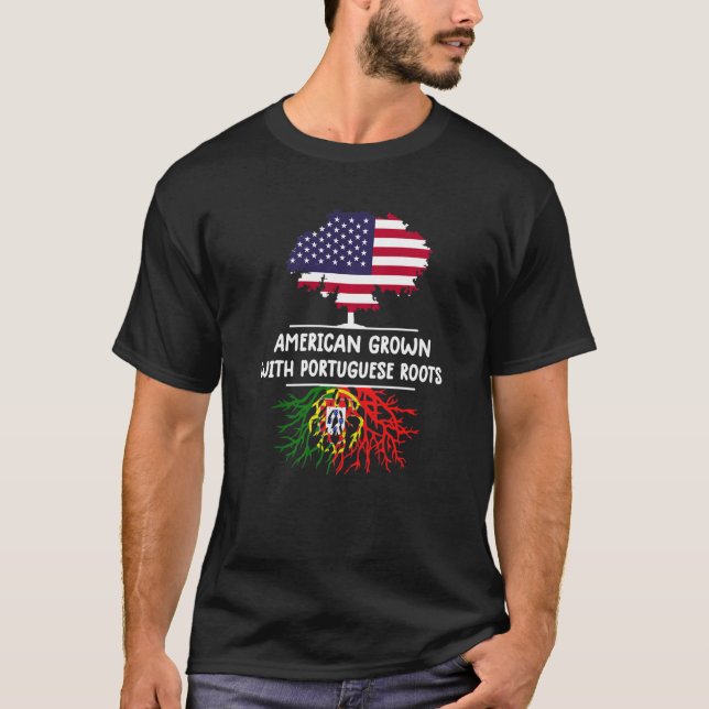 American Grown portugisisk Roots Portugal Flagga P T Shirt (Framsida)