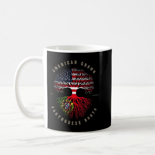 American Grown Portuguese Roots Portugal Flag Kaffemugg (Vänster)