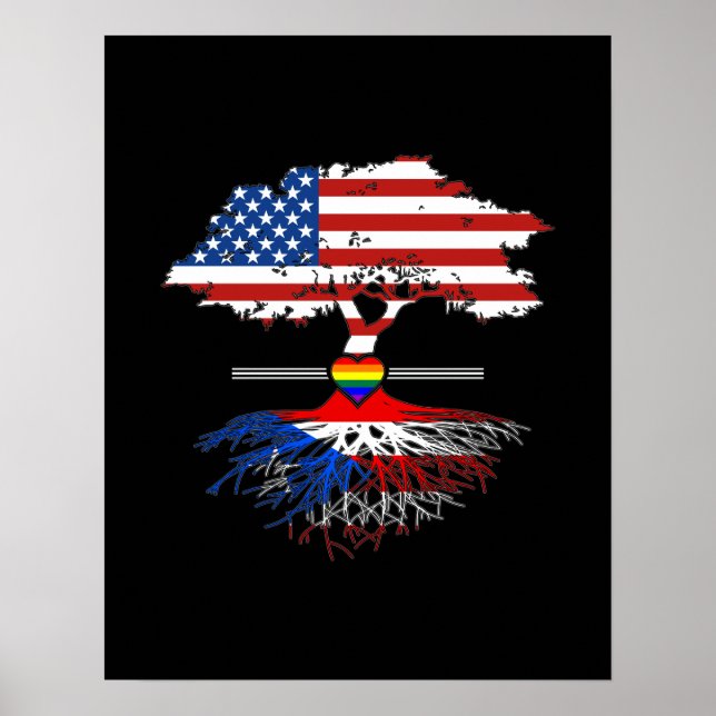 American Grown Puerto Rican Roots Gay Heart HGBT Poster (Framsidan)