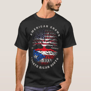 American Grown Puerto Rican Roots Puerto Rico Flag T Shirt