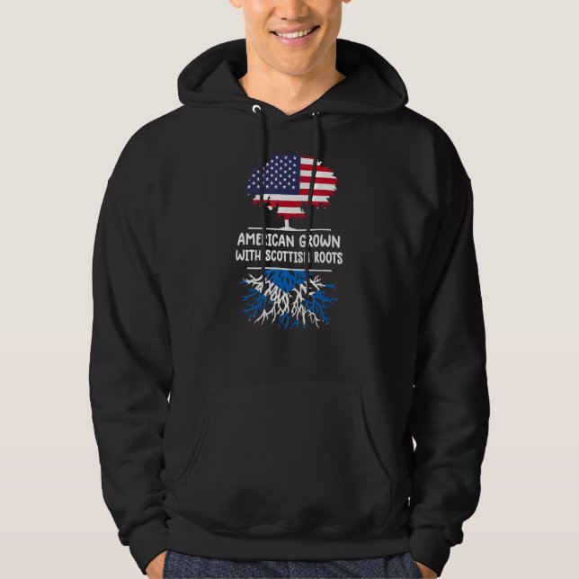 American Grown Scottish Roots Scottish Scottish Hoodie (Framsida)