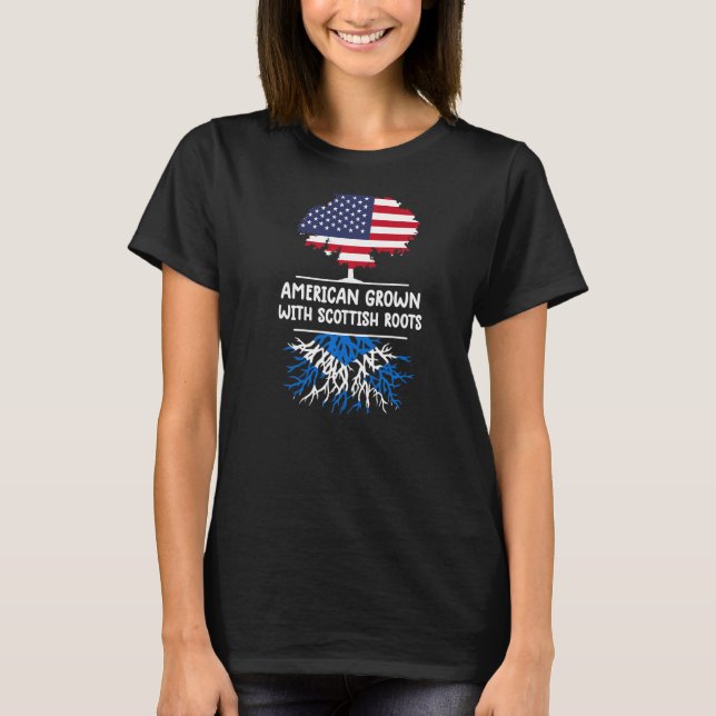 American Grown Scottish Roots Scottish Scottish T Shirt (Framsida)