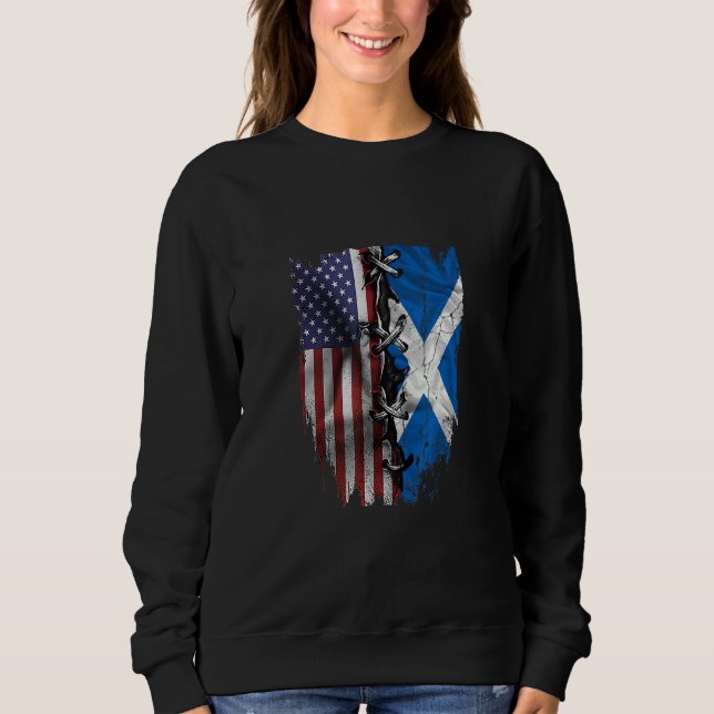 American Grown Scottish Roots USA Scotland Flag T Shirt (Framsida)
