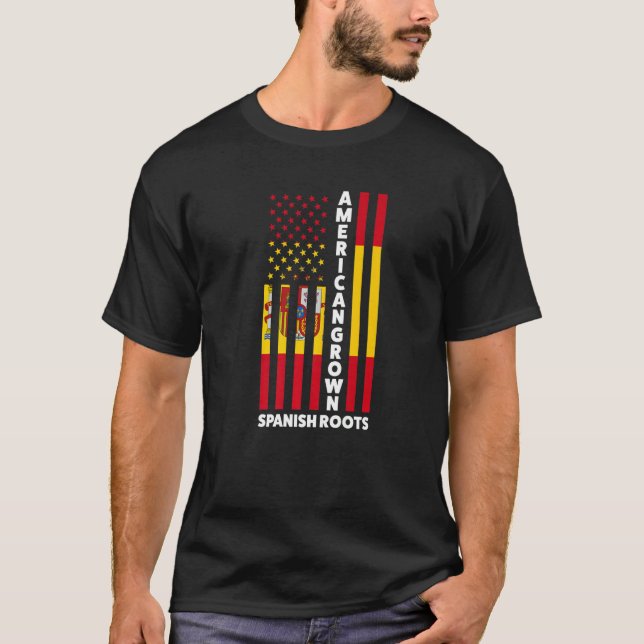 American Grown Spanish Roots Spain Spanish   T Shirt (Framsida)
