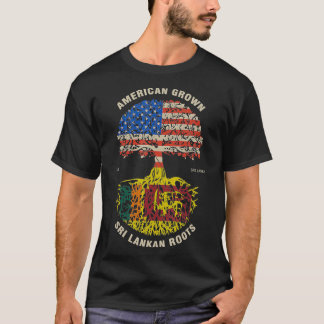 American Grown Sri Lankan Roots Sri Lanka Flagga T Shirt