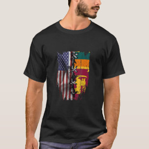 American Grown Sri Lankan Roots USA Sri Lanka Flag T Shirt