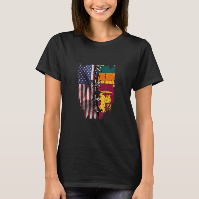 American Grown Sri Lankan Roots USA Sri Lanka Flag T Shirt (Framsida)