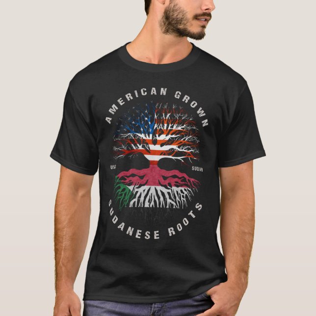 American Grown Sudanese Roots Sudan Flagga T Shirt (Framsida)
