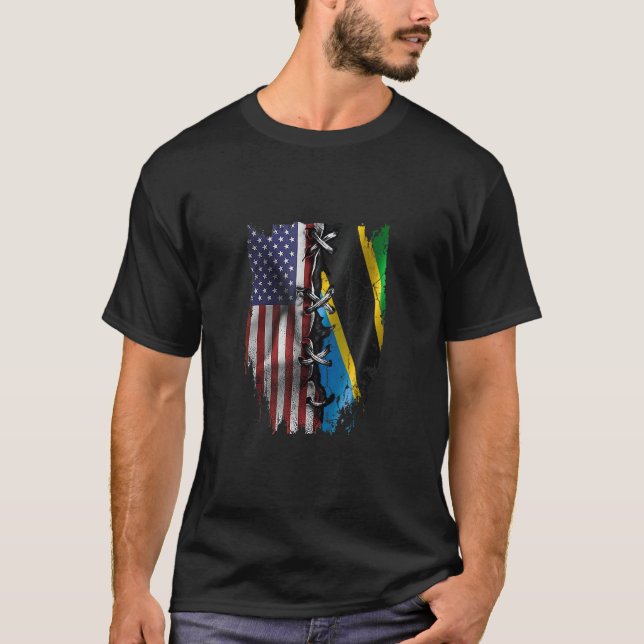 American Grown Tanzanian Roots USA Tanzania Flag T Shirt (Framsida)