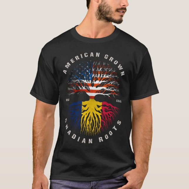 American Grown Tchad Flagga T Shirt (Framsida)