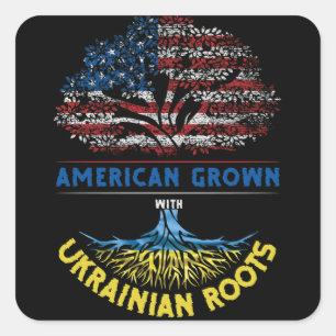 American Grown Ukrainska rötter USA flagga Venezue Fyrkantigt Klistermärke