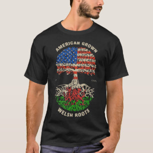 American Grown Welsh Roots Wales Flagga T Shirt