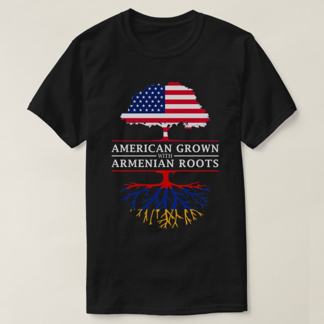 American Grown with Armenian Roots Armenia T Shirt (Design framsida)