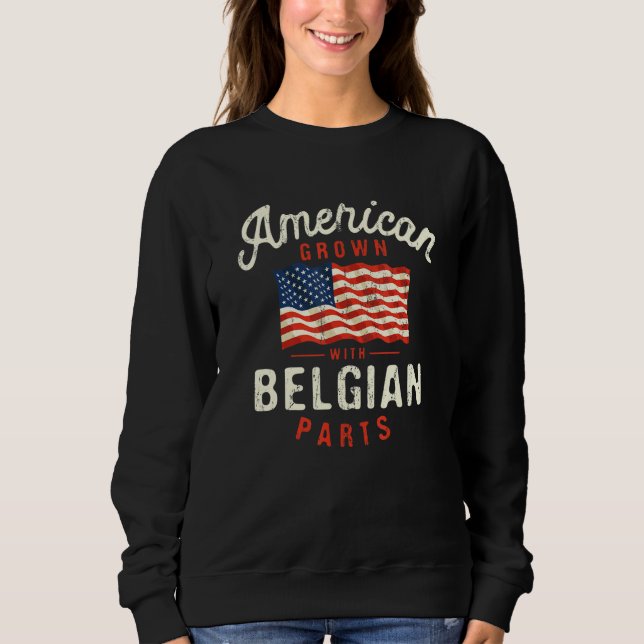 American Grown with Belgian Parts Patriotic Nation T Shirt (Framsida)