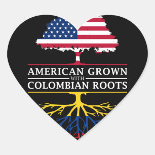 American Grown with colombian Roots Colombia Hjärtformat Klistermärke