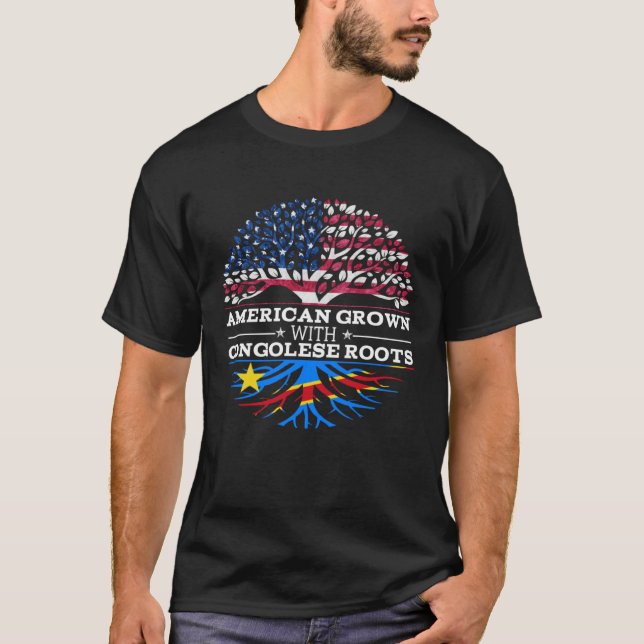 American Grown with Congolese Roots  DR Congo T Shirt (Framsida)