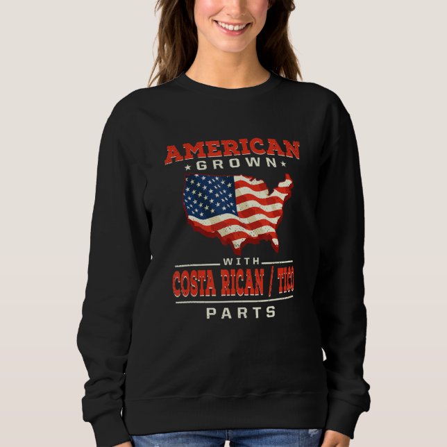 American Grown with Costa Rican Tico Parts Patriot T Shirt (Framsida)