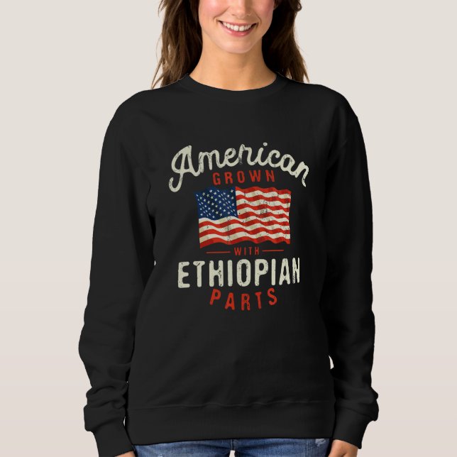 American Grown with Ethiopian Parts Patriotic Nati T Shirt (Framsida)