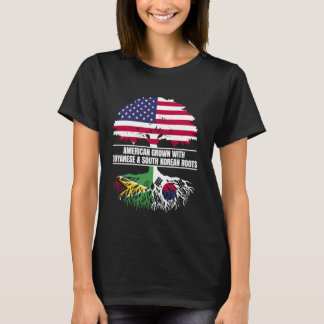 American Grown with Flagga Heritage Guyana South K T Shirt