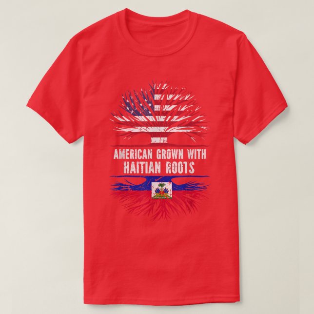 American Grown with Haitian Roots USA Flag Haiti  T Shirt (Design framsida)