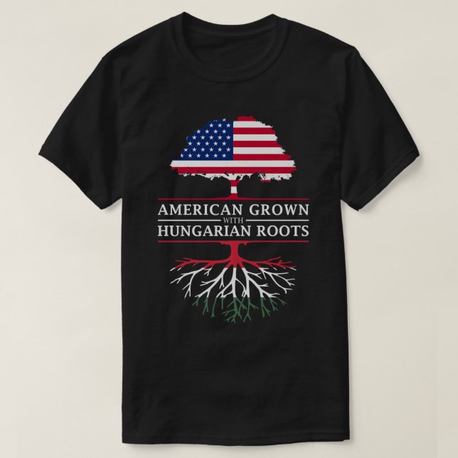 American Grown with Hungary Roots Hungary Premi T Shirt (Design framsida)