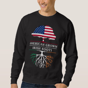 American Grown with Irish Roots - Irland Lång Ärmad Tröja