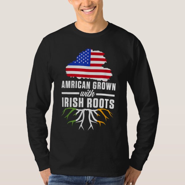 American Grown With Irish Roots USA Ireland Countr T Shirt (Framsida)