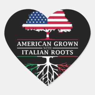 American Grown with Italy Roots Italien Design Hjärtformat Klistermärke
