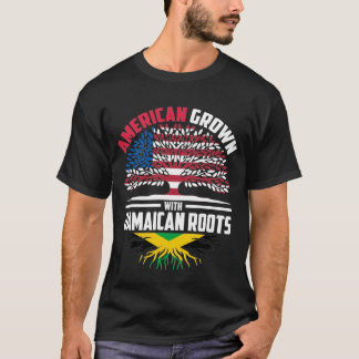 American Grown With Jamaican Roots Jamaica Flag Fa T Shirt
