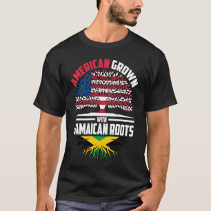 American Grown with Jamaican Roots Jamaica Flagga  T Shirt