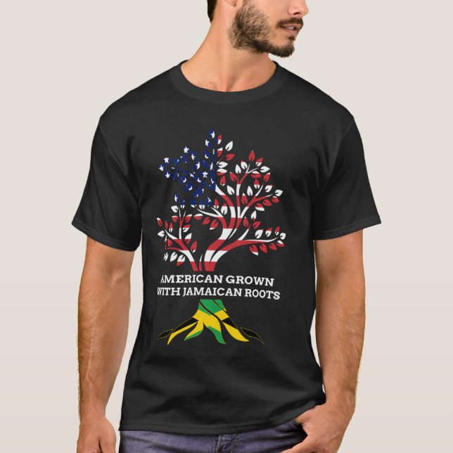 American Grown with Jamaican Roots, Jamaica Herita T Shirt (Framsida)