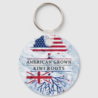 American Grown with Kiwi Roots Marble Stil Design Nyckelring