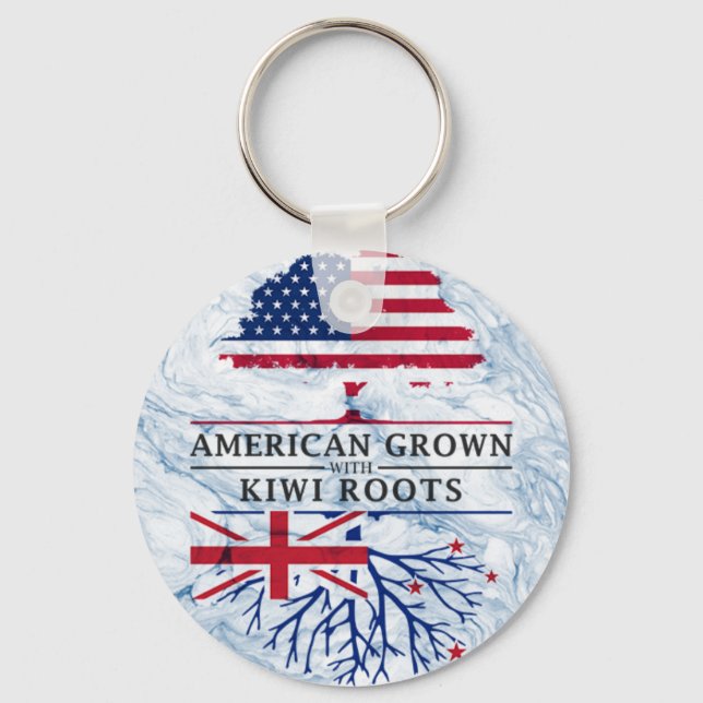 American Grown with Kiwi Roots Marble Stil Design Nyckelring (Framsida)