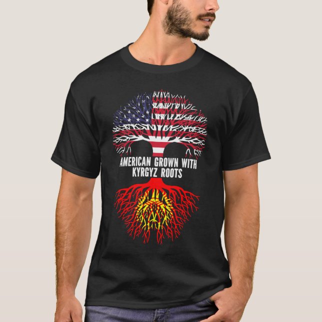 American Grown with Kyrgyz Roots USA flagga T Shirt (Framsida)