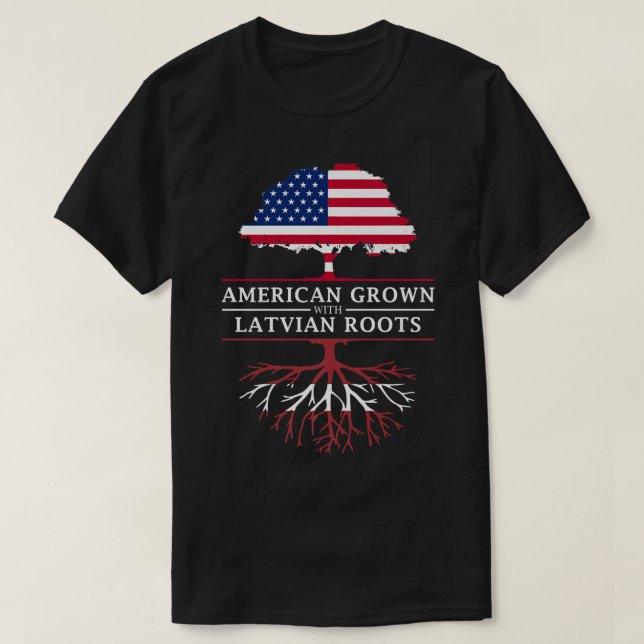 American Grown with Latvian Roots  Latvia Premium  T Shirt (Design framsida)