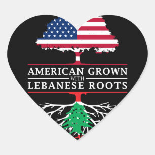 American Grown with Libanese Roots Libanon Hjärtformat Klistermärke