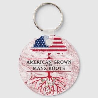 American Grown with Manx Roots Marble Stil Design Nyckelring