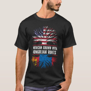 American Grown with Mongolian Roots USA flagga T Shirt