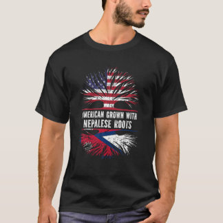 American Grown With Nepalese Roots USA Flag Nepal T Shirt