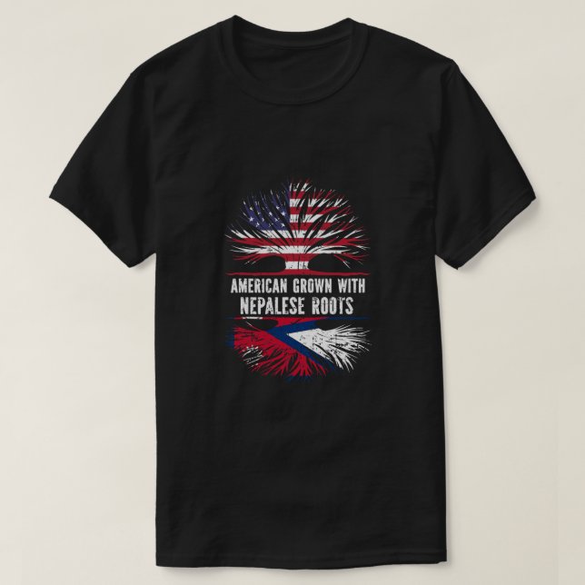 American Grown with Nepalese Roots USA flagga Nepa T Shirt (Design framsida)