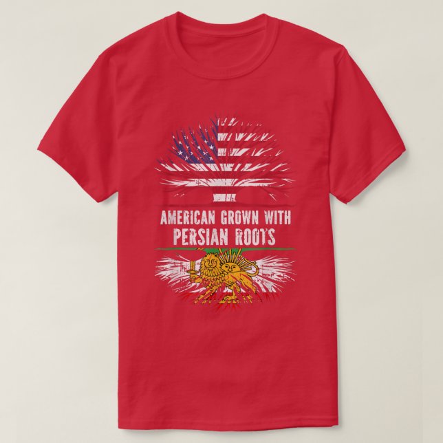 American Grown with Persian Roots USA flagga Persi T Shirt (Design framsida)