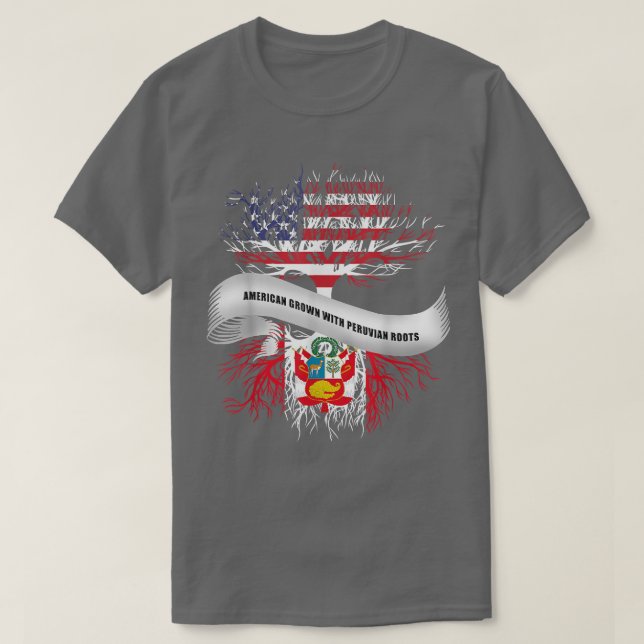 American Grown with Peruvian Roots Peru Flagga Tee (Design framsida)